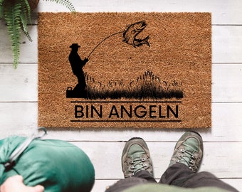 Angeln, Fußmatte Angeln, Angler Geschenk, Fußmatte Fisch, Geschenke für Angler, Männergeschenke, Geschenk Opa