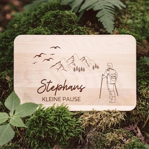Holzbrett Wandern, Frühstücksbrett personalisiert, Frühstücksbrett Holz, Holzbrett personalisiert, Geschenk Camper, Jausenbrett