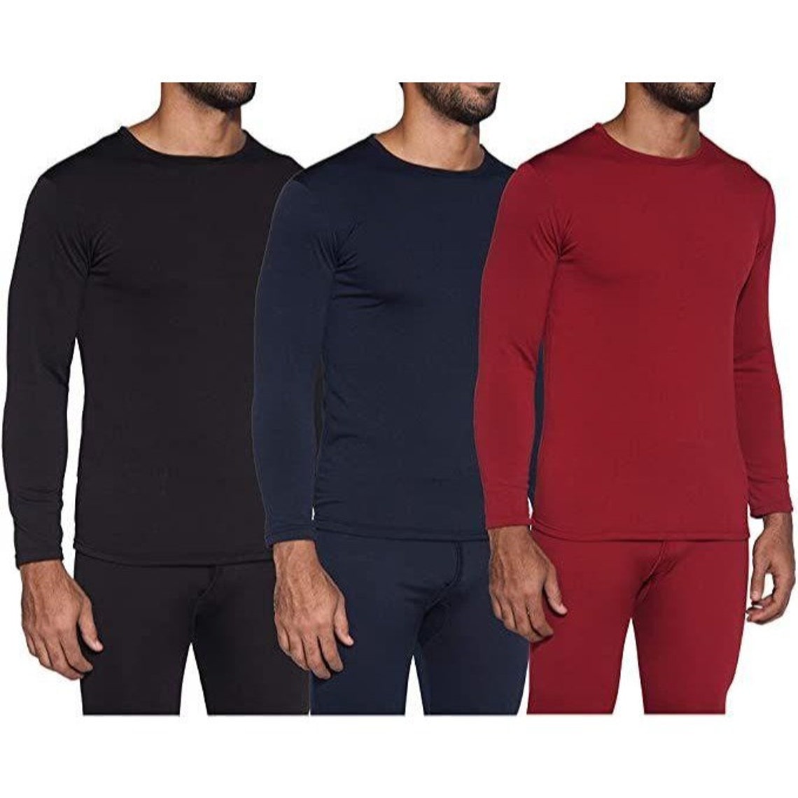 3 Pack Menâ Thermal Underwear Tops Microfiber Fleece Lined Etsy