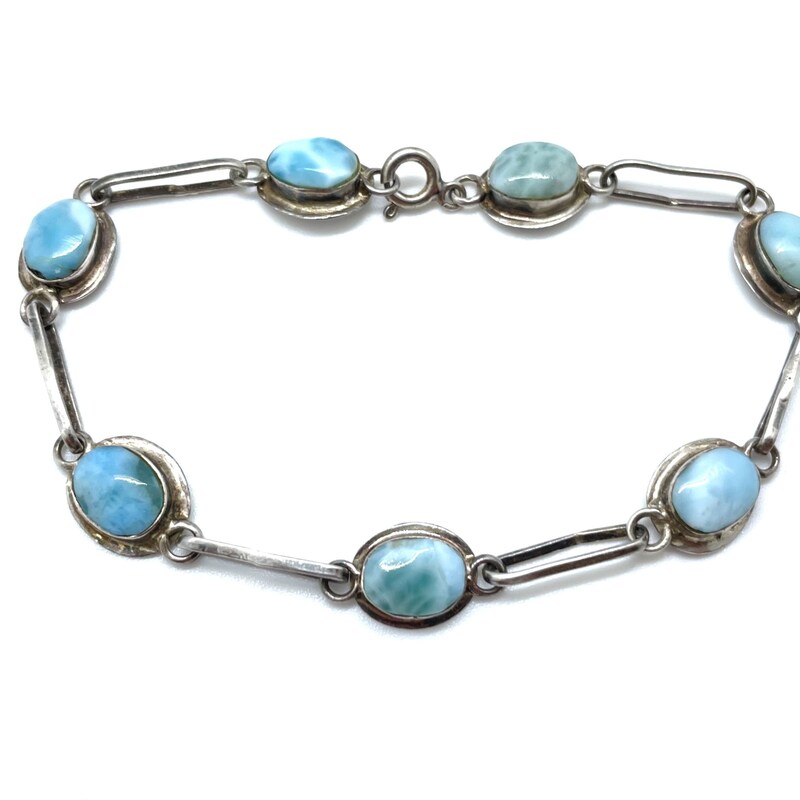 •LARIMAR - GEO MIX• linked silver bracelet (6.5