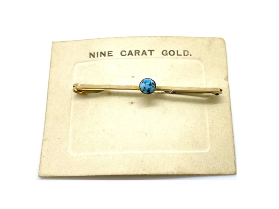 Antique Art Deco 9ct Rose Gold Turquoise Glass Ti… - image 2