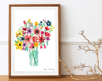 Watercolor Floral Art Print | Wildflower Flower Painting | Housewarming Gift Watercolor Flower