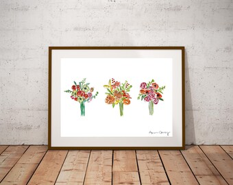 A Bouquet For You Art Print | Wedding Bouquet | Watercolor Flower Painting