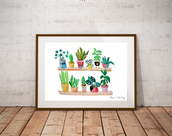 Plant Watercolor Painting | Succulent Art | House Plants Print