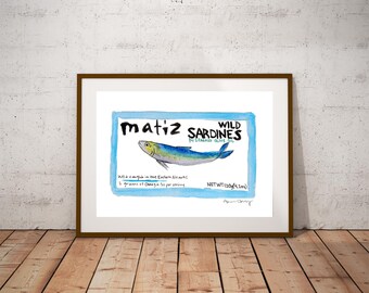 Tinned Fish Series | Matiz Wild Sardines | Vintage | Watercolor Painting