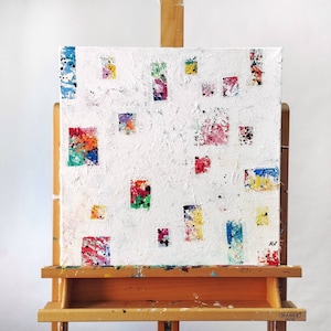 Floating joy. 50x50 cm. Acrylic on canvas. Original abstract painting. Geometric art