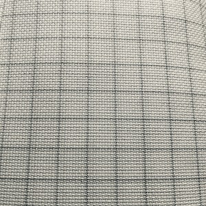 May include: A woven fabric featuring a light cream or off-white base colour with a subtle grid pattern formed by thin, dark grey or black lines. The material has a visible, uniform textured weave that creates a consistent, repeating square design.