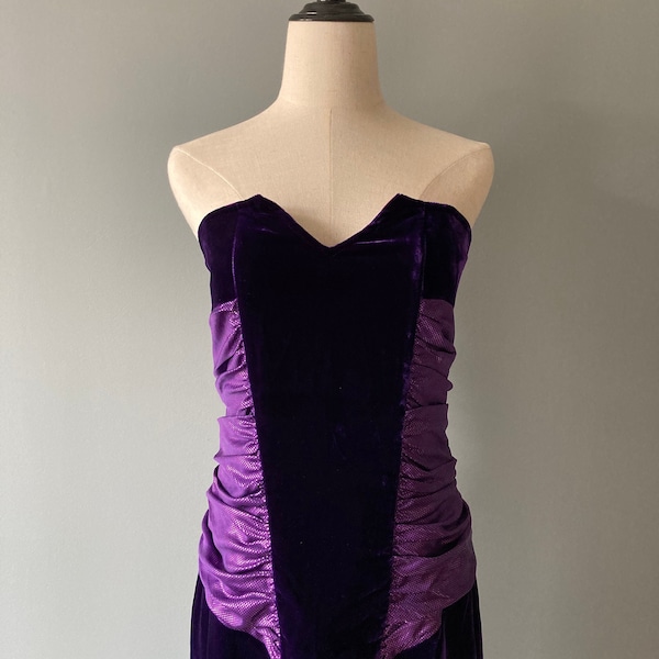 Lanvin 1980s purple velvet dress / medium