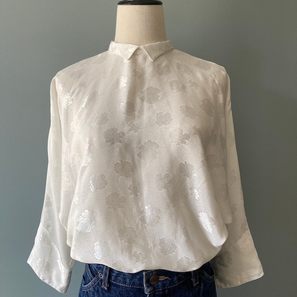 Daniel Duval 1980s little collar white blouse / medium