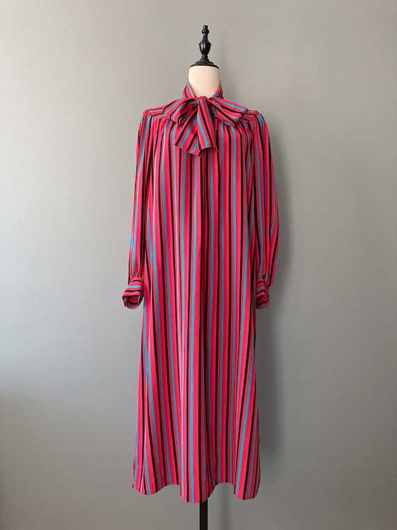 Caroline Rohmer 1970s stripes dress, large bow co… - image 2