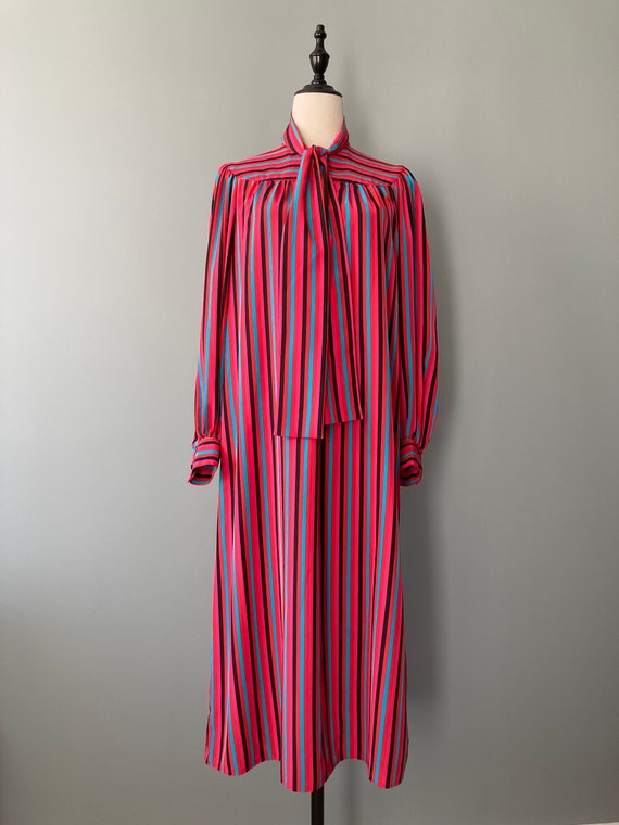 Caroline Rohmer 1970s stripes dress, large bow co… - image 4
