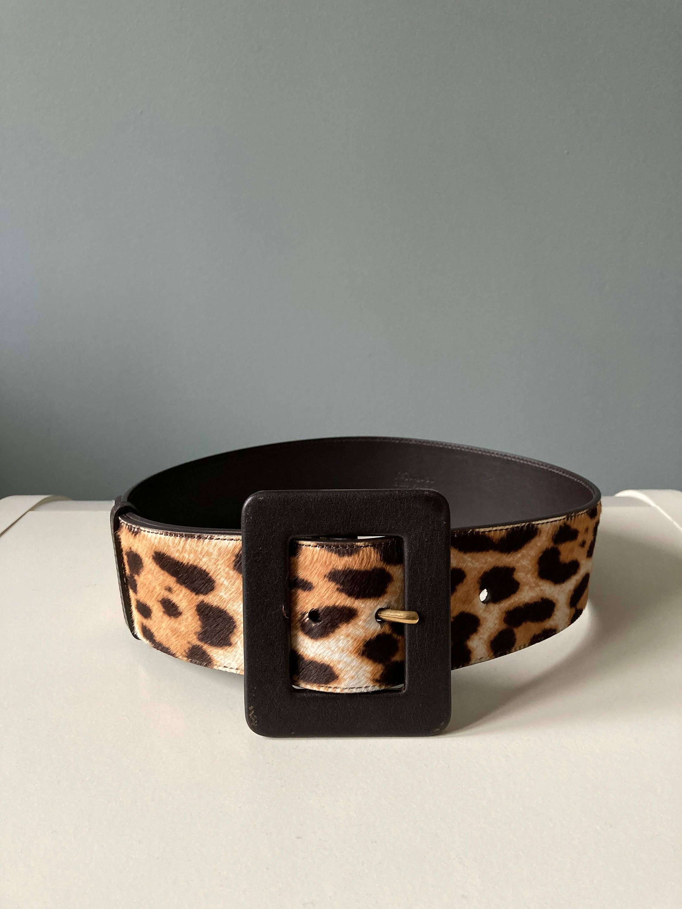 Yves Saint Laurent 1980s Leopard Print Leather Belt / 70 - Etsy