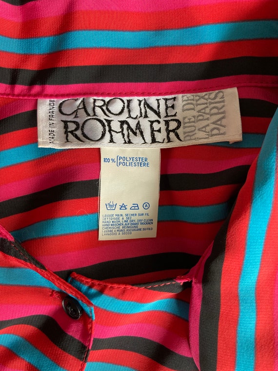 Caroline Rohmer 1970s stripes dress, large bow co… - image 8