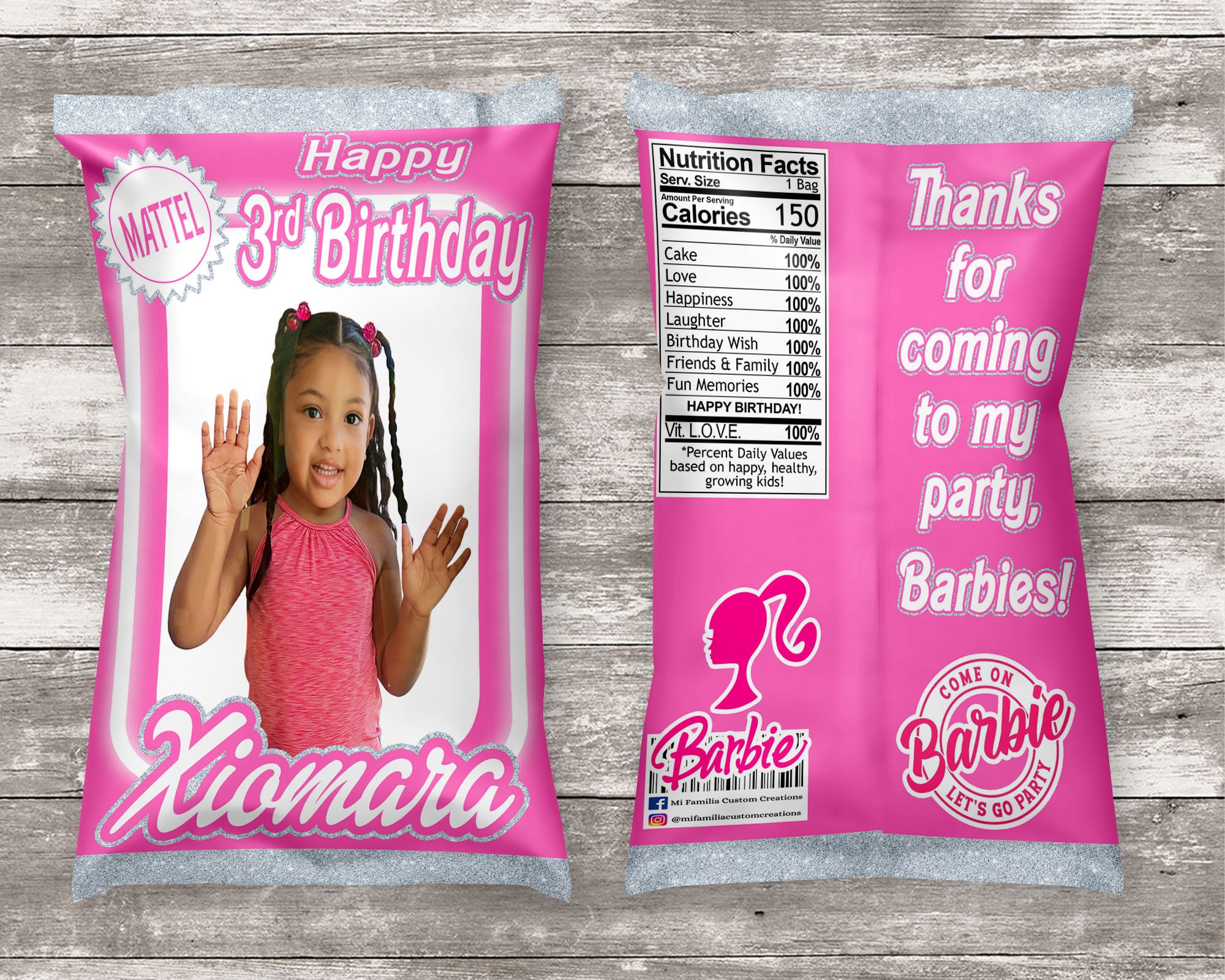 Barbie Chip Bag Pink Barbie Party Favors Pink Girl Birthday - Etsy Hong ...