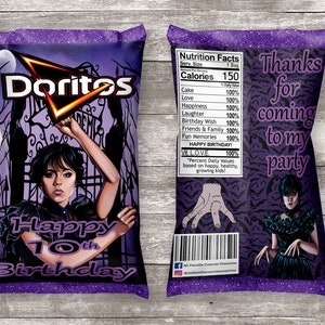 Wednesday Chip Bag, Wednesday Addams, Addams Family, Party favor