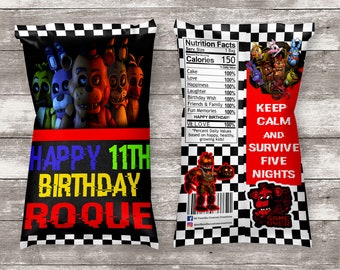 Five Nights at Freddy Inspired Chip Bag, Party Favor, Chip Bags, Five Nights at Freddy Birthday, Treat Bags, Five Nights at Freddy Party