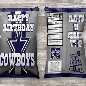 Digital Download Chip Bag and Water Bottle Dallas Cowboys , Cowboys, Football, America&#39;s Team, Dallas CowboysParty Favors