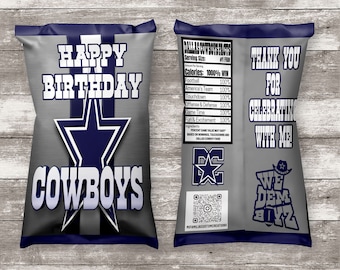 Digital Download Chip Bag and Water Bottle Dallas Cowboys , Cowboys, Football, America&#39;s Team, Dallas CowboysParty Favors