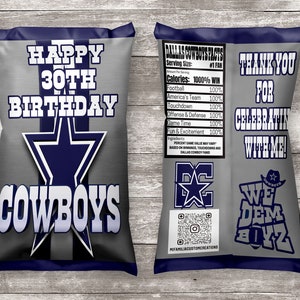 Dallas Cowboys Inspired Chip Bag, Cowboys, We Dem Boys, Football, America's Team, Dallas Cowboys, Cowboys Party, Water bottle labels, Hersey