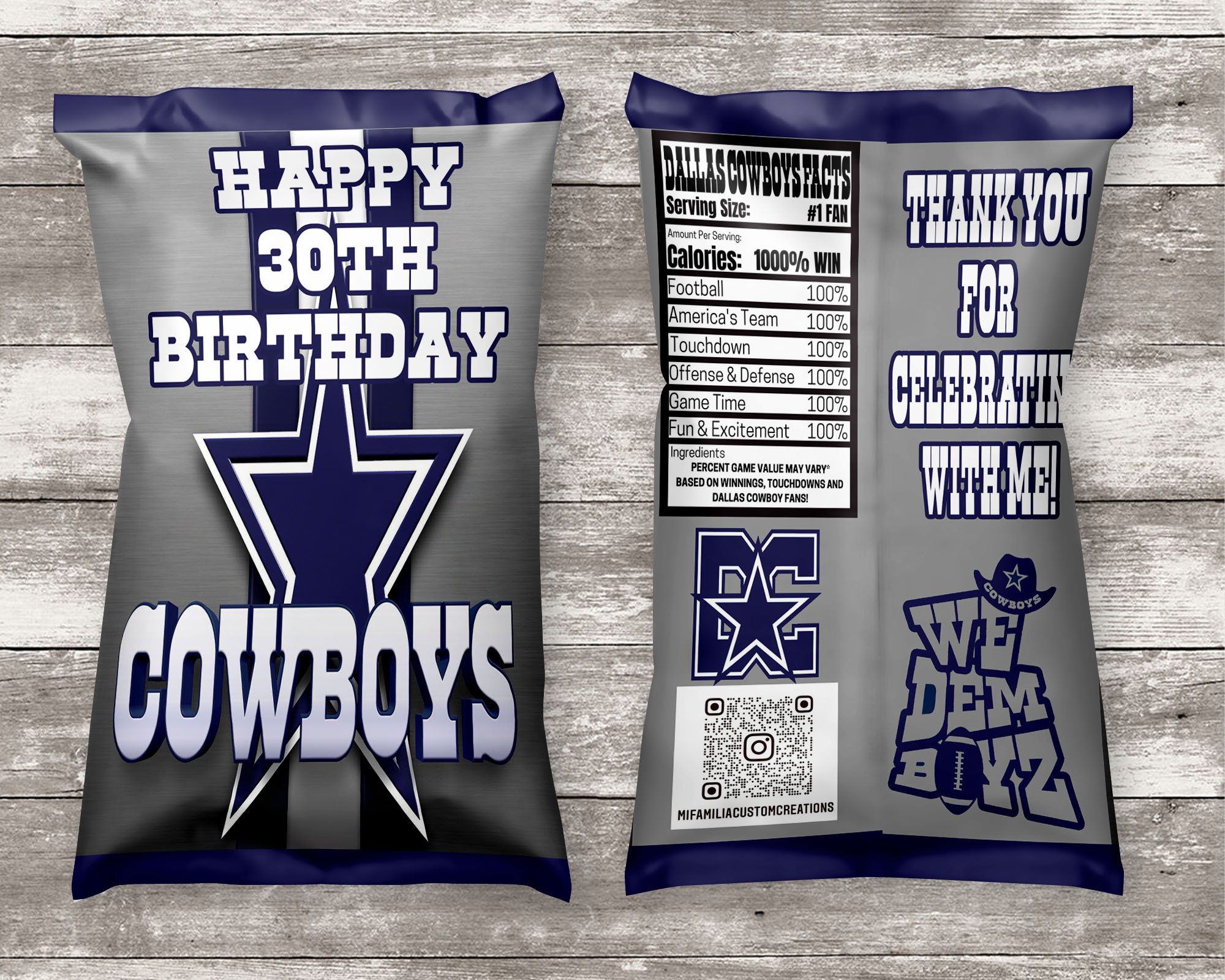 Dallas Cowboys Inspired Chip Bag Cowboys We Dem Boys Etsy