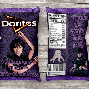 Wednesday Chip Bag, Wednesday Addams, Addams Family, Party favor