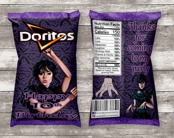 Wednesday Chip Bag, Wednesday Addams, Addams Family, Party favor