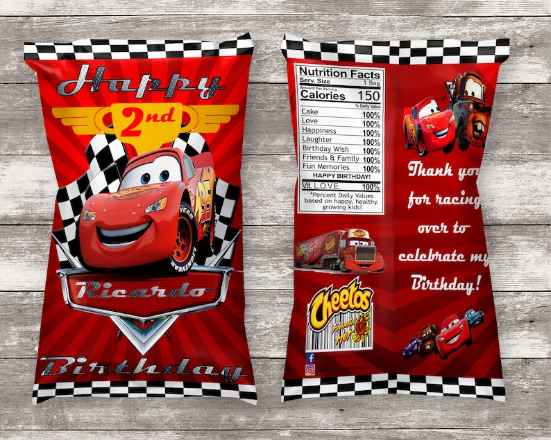 Cars Chip Bag, Party Favor, Chip Bags, Cars Birthday, Cars Treat Bags