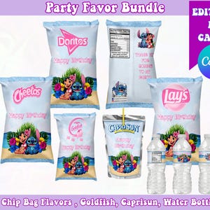 Lilo & Stitch Birthday Bundle, Stitch Lilo Birthday Chip Bags, Stitch Party Favors, Lilo and Stitch Chip Bags, Goldfish