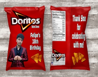 Doritos Inspired Chip Bag, Doritos, Birthday Chip bag, Treat Bags, Custom Bags, Personalized Chip Bags