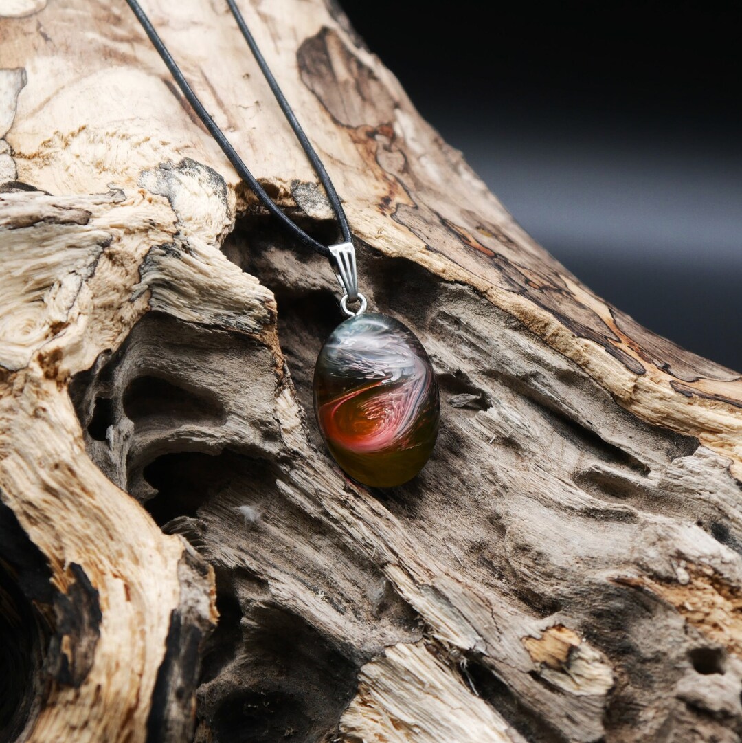 Cloudy Space Wood Resin Pendant Wooden Jewelry Pendant Chain Pendant