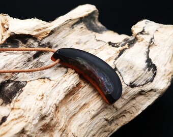 Buffalo horn pendant - natural horn - wooden jewelry - pendant made of natural horn - yew wood - natural jewelry - necklace - chain