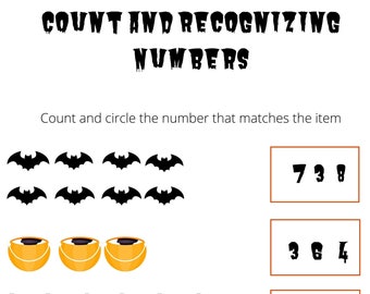 Halloween Kindergarten - Count and Recognize Printable