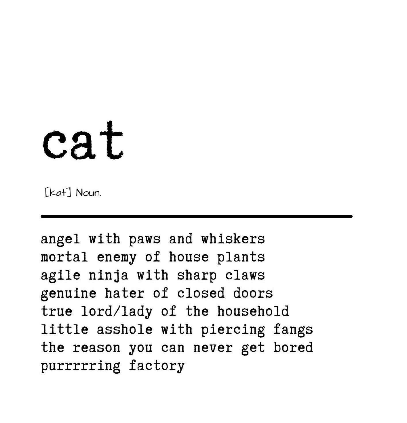 Cat Definition Print Gift Home Décor Wall Art Funny Cat Etsy UK