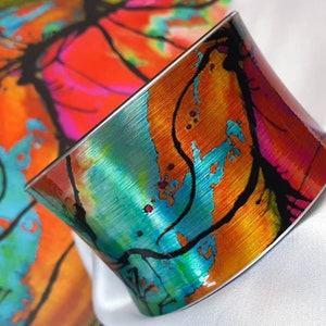 Summer Colorful Cuff Bracelet, Unusual Gift For Her, Women Beach Jewelry, Abstract Bangle, Abstract Arm Cuff, Statement Cuff Bracelet