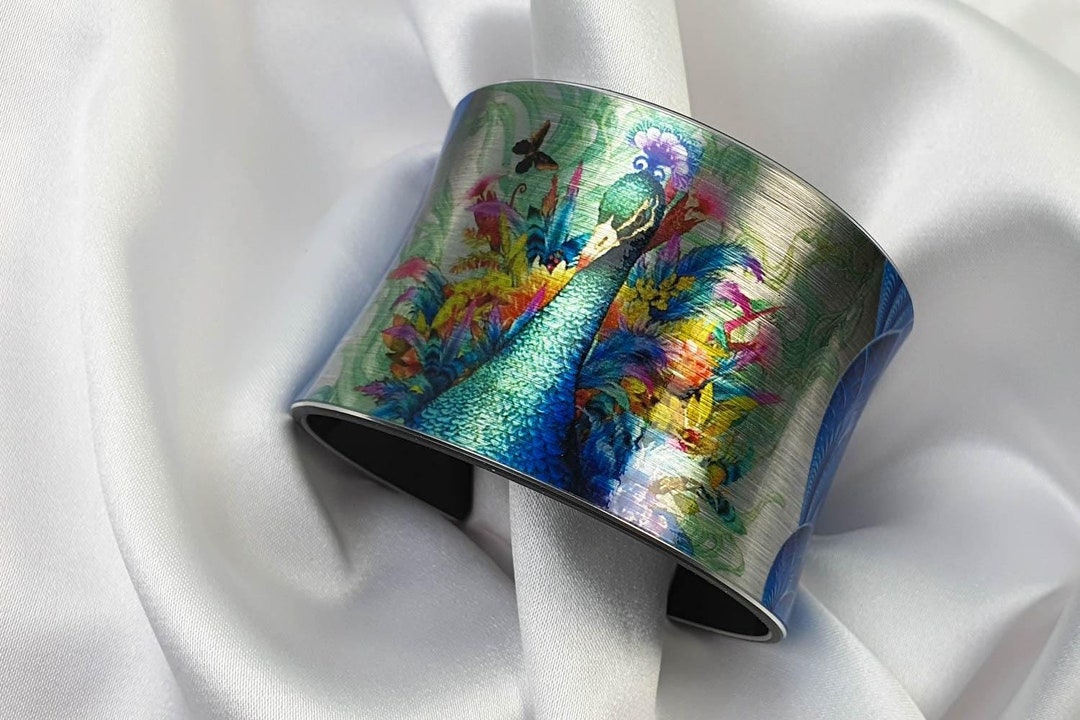 Peacock Multi-Stone and Sterling Silver Cuff Bracelet main image 1
