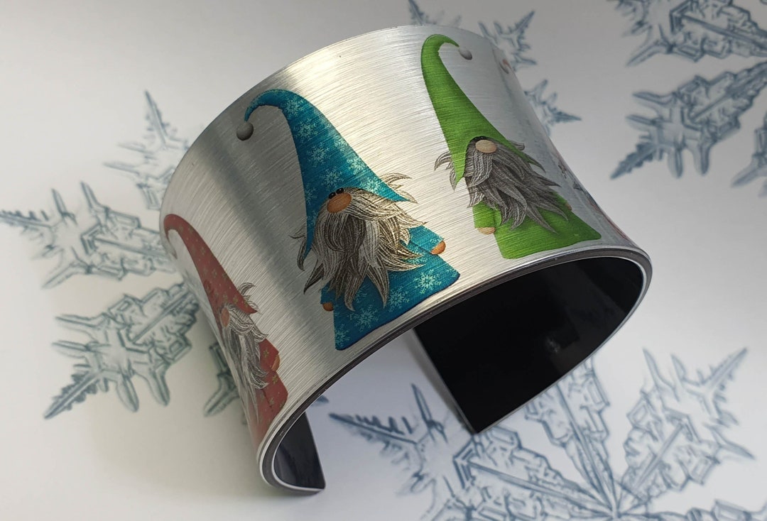 Christmas Gnomes Cuff Bracelet, Christmas Gift for Her, Dwarves Arm