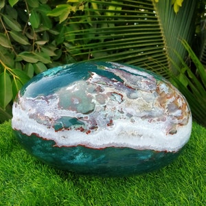 Amazing Huge Giant 368 MM large green blood zebra lingam | metaphysical crystal healing Energy Meditation