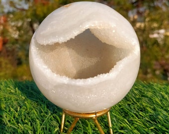 Clear Quartz 85 MM AAA+ Quality Fancy Sugary Druzy large Sphere | metaphysical energy healing | Gifting