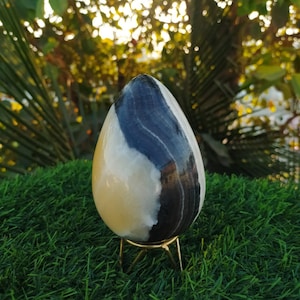 Unique 11 CM Zebra Calcite Egg | Metaphysical Healing Energy | Gifting