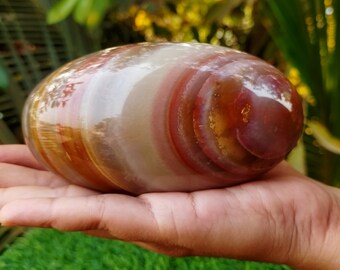 Original Natural Stunning 127 MM Red Carnelian Well Polished Lingam With Natural Lining | Metaphysical| Home Decor