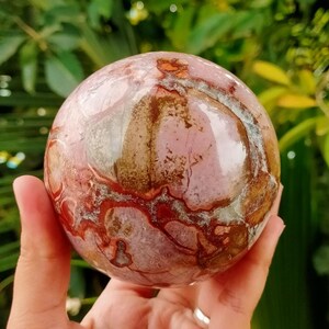 Comprar Natural 88 MM Grande Pastel Rosa Océano Jaspe, Lavanda Océano Jaspe, Esfera de Cristal / Curación / Metafísica /