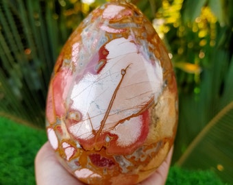 Gorgeous 127 MM Large Fancy Red King Cobra Stone Egg For Metaphysical Crystal Healing | Home Decor | Gifting | With Free Wooden Stand