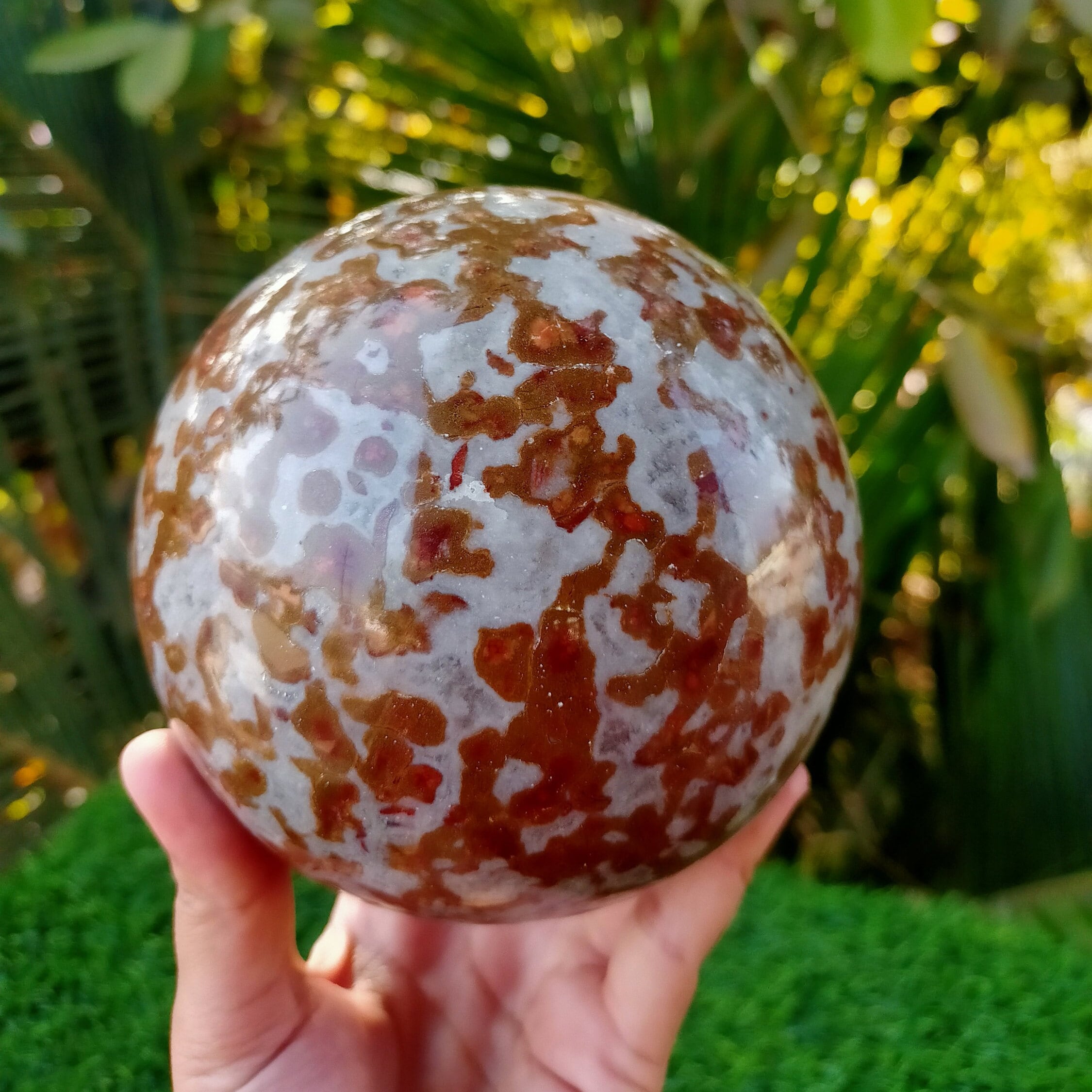 Poppy Sphere Rare Unique 127 MM Large Red Hornitos Poppy Jasper Crystal Sphere Well ...