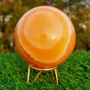 Gorgeous Superb 76  MM Sphere Orange Calcite|Crystal Divination|Energy Stone Sphere|Crystal Chakra| Meditation|Home Decor|Well Polished
