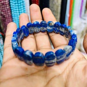 Lapis Lazuli Bracelet: Unisex Crystal Healing Energy, Free Sized