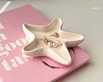 Handmade Starfish Jesmonite Tray | Coastal Jewelry Holder
