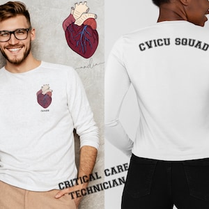 Custom CVICU Long Sleeve Tee / Critical Care Tech / RN Gift / Cardiovascular Intensive Care Unit / Camicia a maniche lunghe Unisex / CVICUS#005