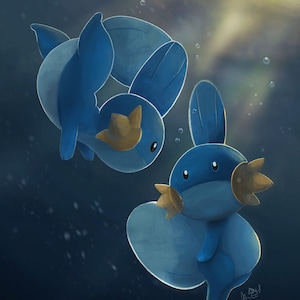 Mudkip Textured Art Print