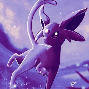 Espeon Hand Drawn Art Print 11x17