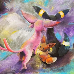 Eevee Espeon Umbreon On Textured Art Paper